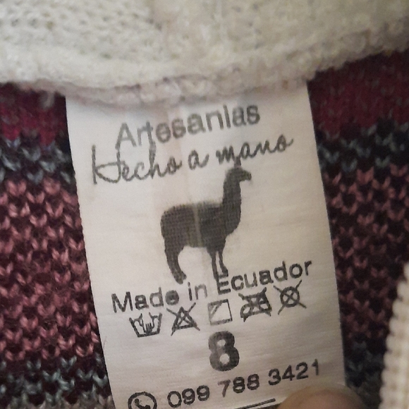 Artisan Made Llama Kids Knit Hoodie Sweater - Picture 2 of 8